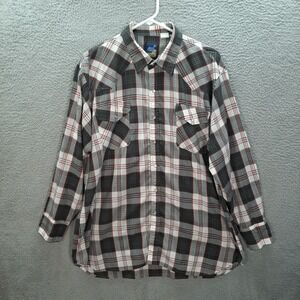 Rock Canyon Shirt Adult 17.5 Multicolor Plaid Pearl Snap Western Rodeo Rancher